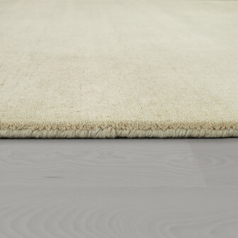 Effen creme wollen vloerkleed SIHRA 100
