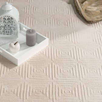 Effen beige karpet of vloerkleed SKY 523  