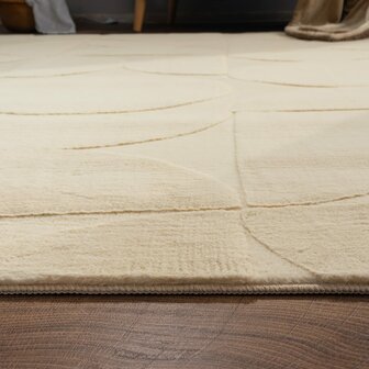 Effen beige karpet of vloerkleed SKY 526 