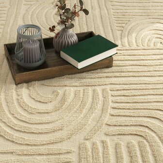 Effen beige karpet of vloerkleed SKY 527 