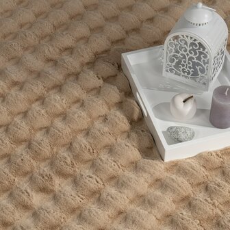 Hoogpolig soft vloerkleed ANDRES 741 kleur beige