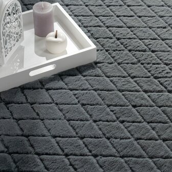 Hoogpolig soft vloerkleed ANDRES 742 kleur antraciet