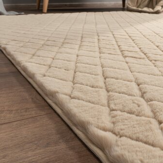Hoogpolig soft vloerkleed ANDRES 742 kleur beige