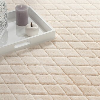 Hoogpolig soft vloerkleed ANDRES 742 kleur creme