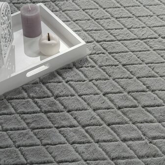 Hoogpolig soft vloerkleed ANDRES 742 kleur grijs
