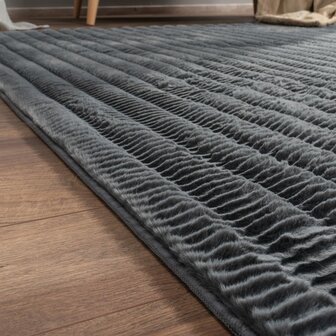 Hoogpolig soft vloerkleed ANDRES 743 kleur antraciet