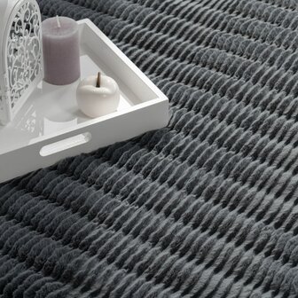 Hoogpolig soft vloerkleed ANDRES 743 kleur antraciet