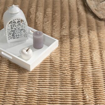 Hoogpolig soft vloerkleed ANDRES 743 kleur beige