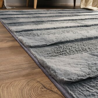 Hoogpolig soft vloerkleed ANDRES 744 kleur antraciet