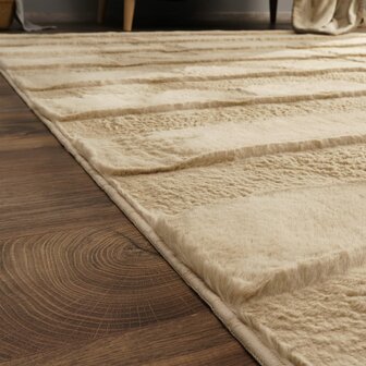 Hoogpolig soft vloerkleed ANDRES 744 kleur beige