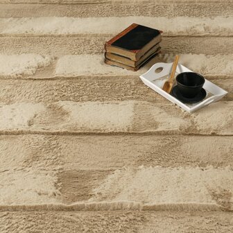 Hoogpolig soft vloerkleed ANDRES 744 kleur beige