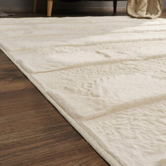 Hoogpolig soft vloerkleed ANDRES 744 kleur creme