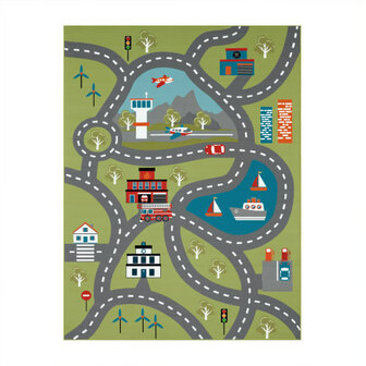 Kinder vloerkleed of karpet KIDDY 562 kleur groen
