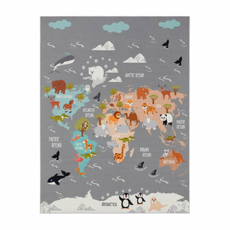 Kinder vloerkleed of karpet KIDDY 581 kleur grijs