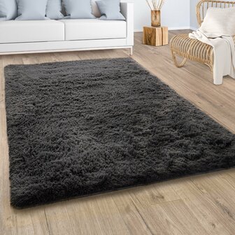 Hoogpolig vloerkleed of karpet LONDON 591 kleur antraciet