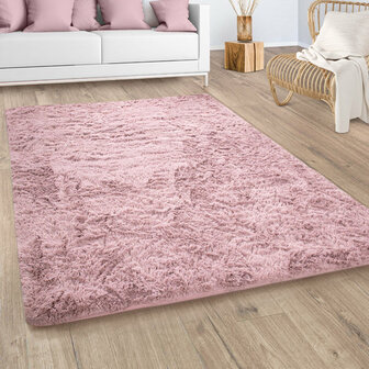 Hoogpolig vloerkleed of karpet LONDON 591 kleur rose