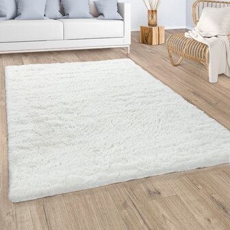 Hoogpolig vloerkleed of karpet LONDON 591 kleur wit