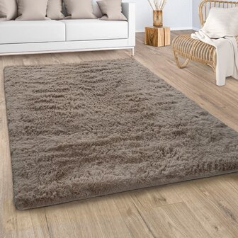 Hoogpolig vloerkleed of karpet LONDON 591 kleur taupe