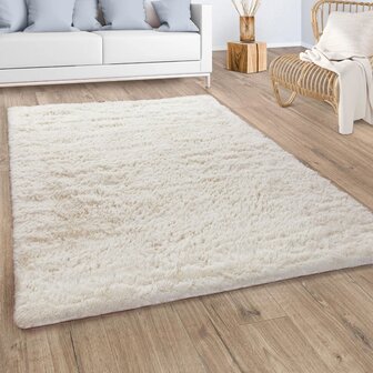 Hoogpolig vloerkleed of karpet LONDON 591 kleur ecru