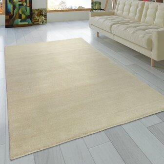 Effen creme wollen vloerkleed SIHRA 100