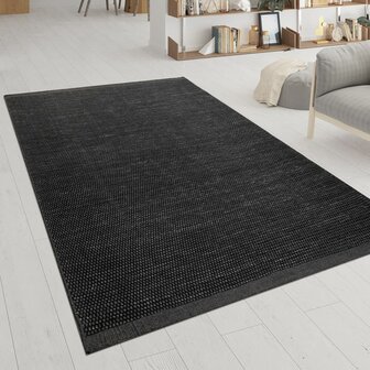 Wollen karpet of vloerkleed FRANSICO 300 kleur antraciet