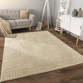 Effen beige karpet of vloerkleed SKY 527 