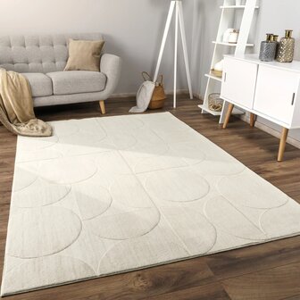 Effen creme karpet of vloerkleed SKY 526