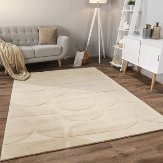 Effen beige karpet of vloerkleed SKY 526 
