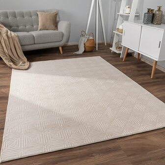 Effen creme karpet of vloerkleed SKY 523  