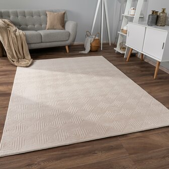 Effen beige karpet of vloerkleed SKY 523  