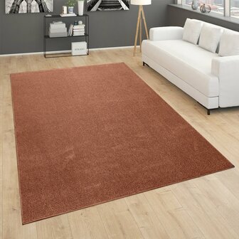 Kortpolig effen vloerkleed PORTUGAL 890 kleur koper