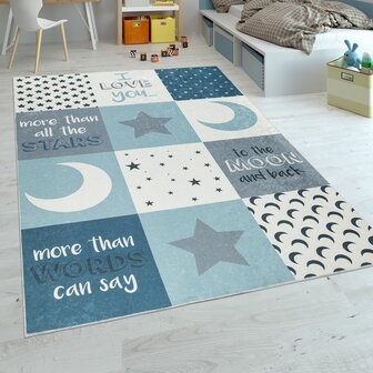 Kinder vloerkleed KIDS 101 kleur turquoise
