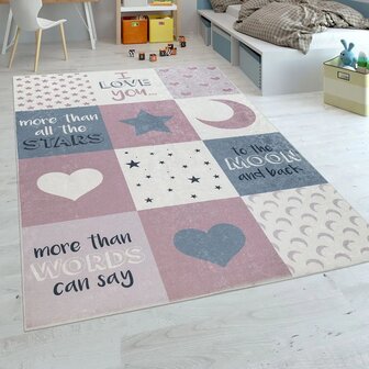 Kinder vloerkleed KIDS 101 kleur pink