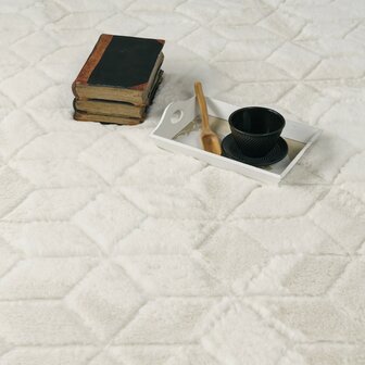 Hoogpolig soft vloerkleed ANDRES 745 kleur creme