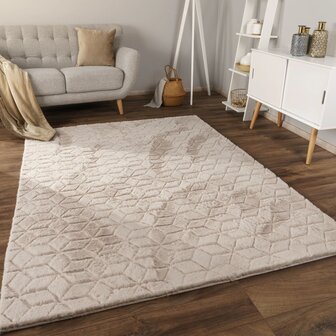 Hoogpolig soft vloerkleed ANDRES 745 kleur beige
