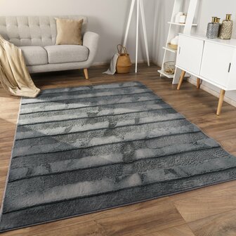 Hoogpolig soft vloerkleed ANDRES 744 kleur antraciet