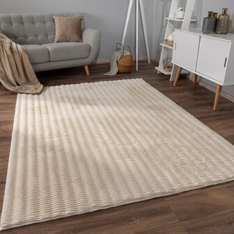 Hoogpolig soft vloerkleed ANDRES 743 kleur creme