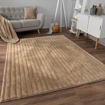 Hoogpolig soft vloerkleed ANDRES 743 kleur beige