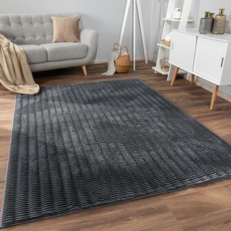 Hoogpolig soft vloerkleed ANDRES 743 kleur antraciet
