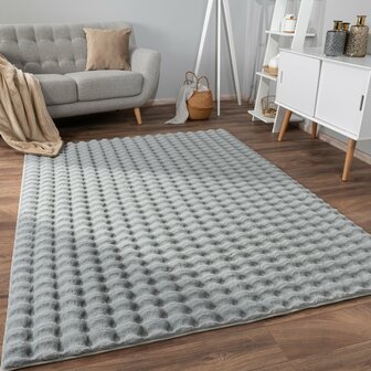 Hoogpolig soft vloerkleed ANDRES 741 kleur grijs