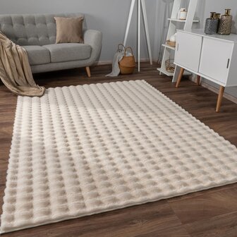 Hoogpolig soft vloerkleed ANDRES 741 kleur creme
