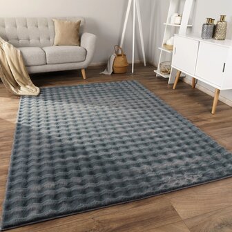 Hoogpolig soft vloerkleed ANDRES 741 kleur antraciet
