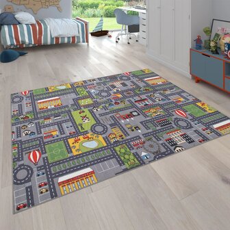 Kinder vloerkleed of karpet KIDDY 577 kleur grijs