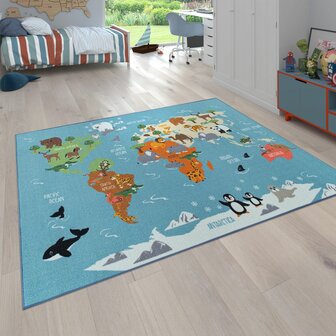 Kinder vloerkleed of karpet KIDDY 564 kleur turquoise
