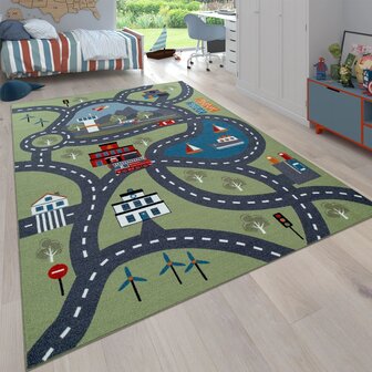 Kinder vloerkleed of karpet KIDDY 562 kleur groen
