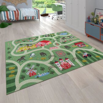Kinder vloerkleed of karpet KIDDY 560 kleur groen