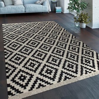 Vloerkleed of karpet VIENNA kleur zwart wit 500