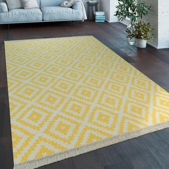 Vloerkleed of karpet VIENNA kleur geel wit 500