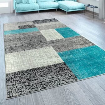 Modern vloerkleed of karpet ARIZONA  kleur turquoise 075