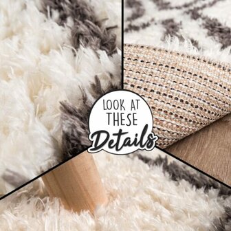 Hoogpolig vloerkleed of karpet RICHMOND kleur creme 077